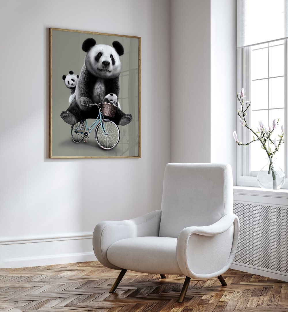 Angin Petang Kids Room Paintings Kids Room Wall Art in Oak Wood Plain Frame placed on a White Colored Wall in the Drawing Room