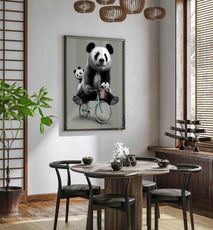 Angin Petang Kids Room Paintings Kids Room Wall Art in Dark Wood Plain Frame placed on a White Colored Wall near a Coffee Table in the Dining Room