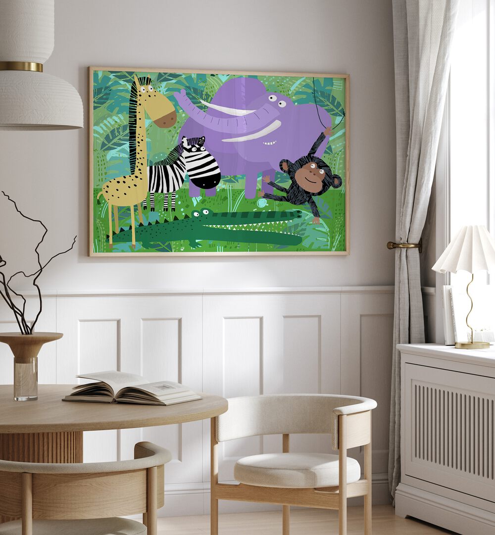 Animals Hanging Out In The Jungle By Carla Daly Kids Room Art placed on wall