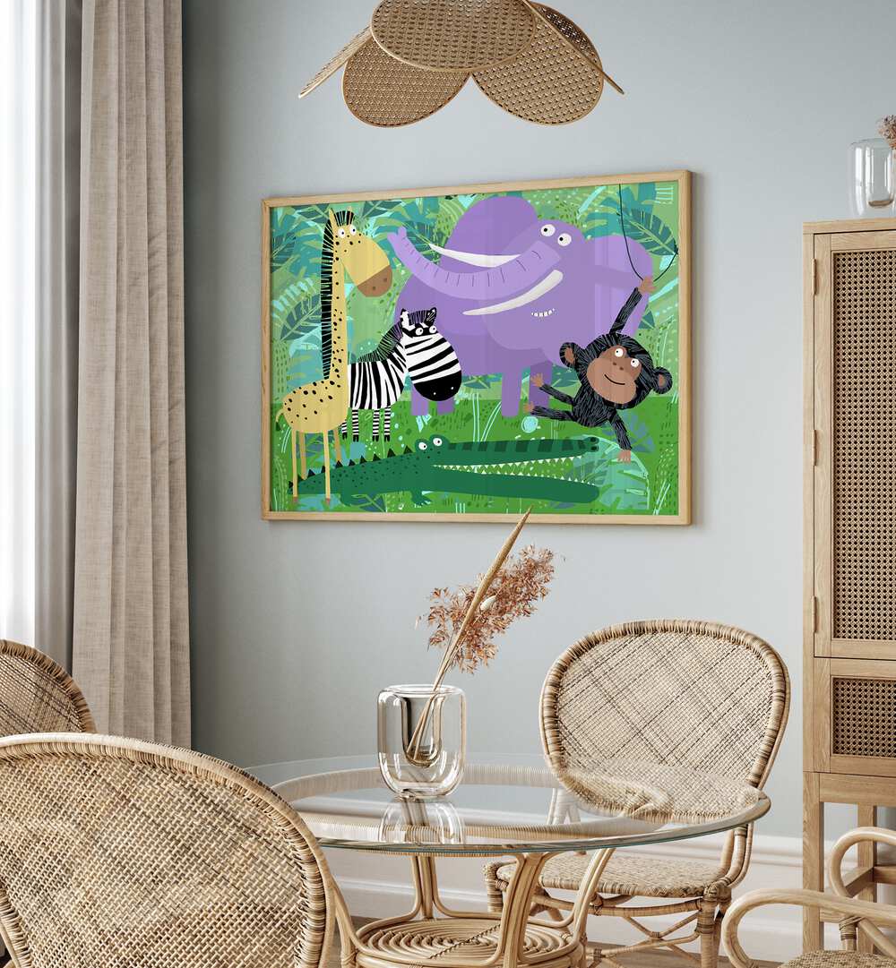 Animals Hanging Out In The Jungle By Carla Daly Kids Room Art placed on wall