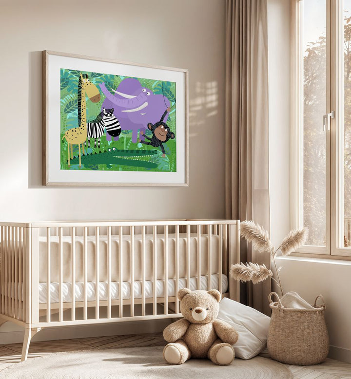 Animals Hanging Out In The Jungle By Carla Daly Kids Room Art placed on wall