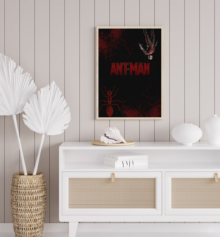 Ant-man by Grishma Korjani Movie Posters Artwork I Placed on a wall In A Living Room