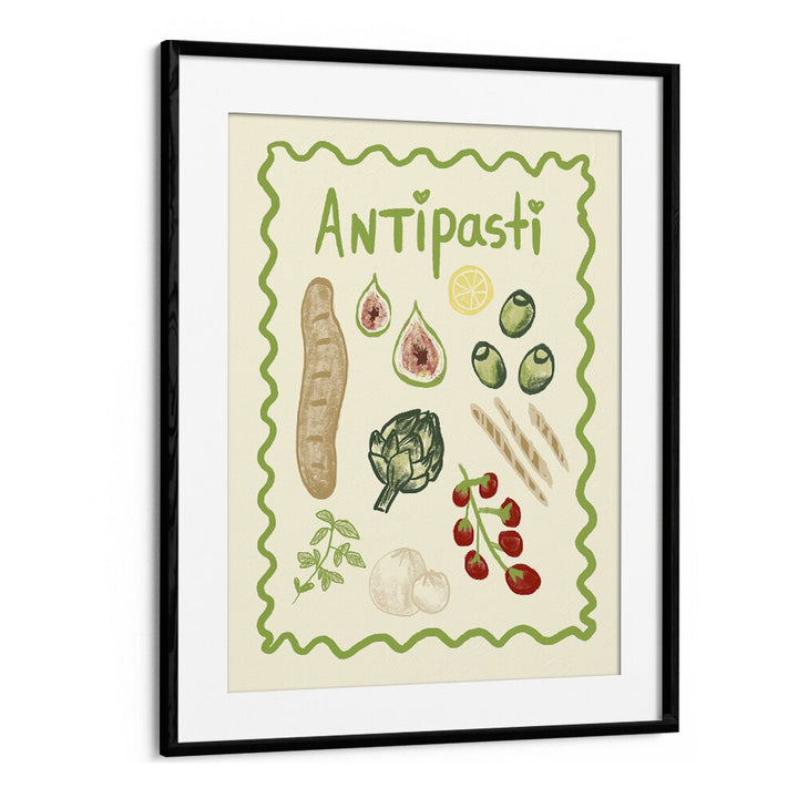 Antipasti by Studio Dolci Kitchen Art Prints in Black Frame With Mount