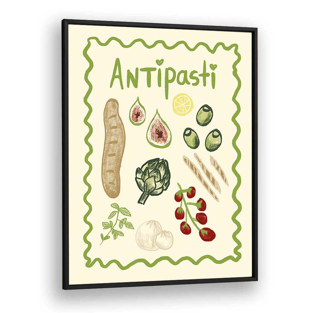 Antipasti by Studio Dolci Kitchen Art Prints in Black Plain Frame