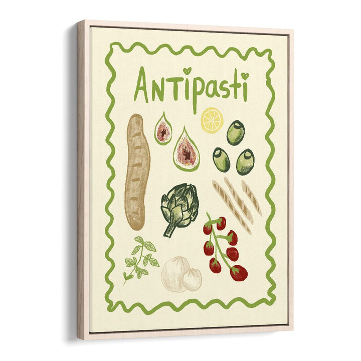 Antipasti by Studio Dolci Kitchen Art Prints in Oak Wood Floater Frame