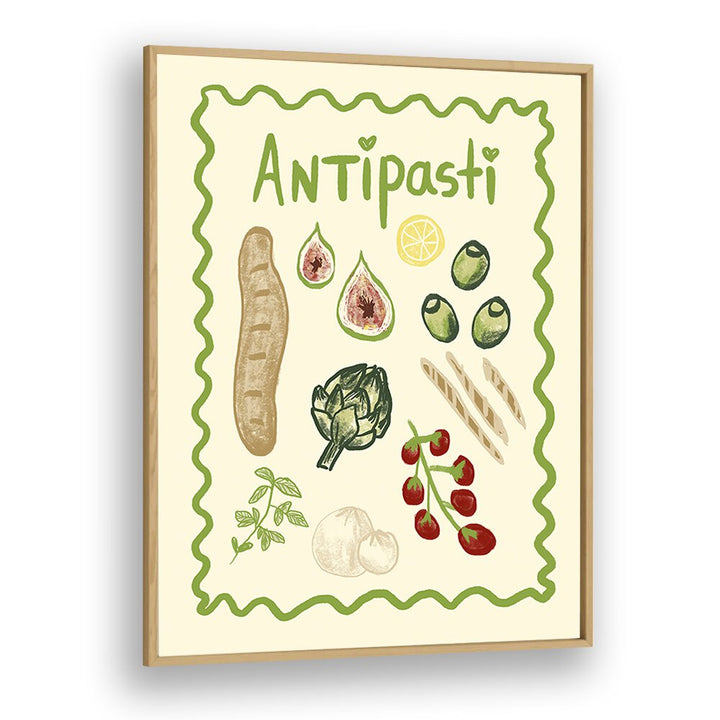 Antipasti by Studio Dolci Kitchen Art Prints in Oak Wood Plain Frame