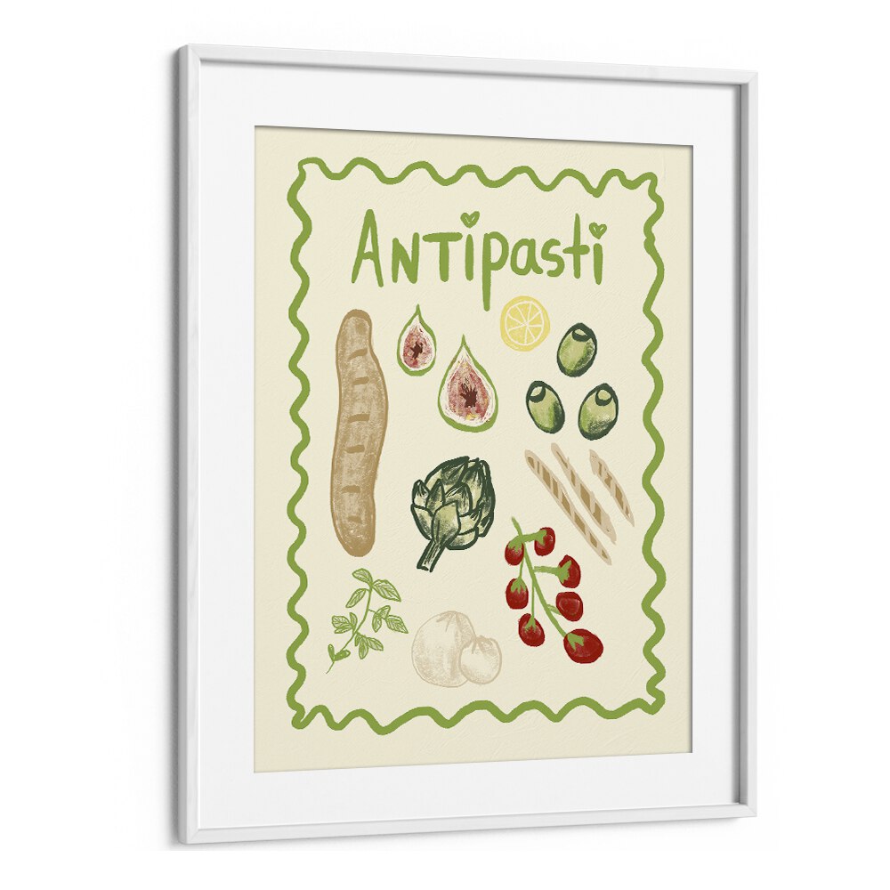 Antipasti by Studio Dolci Kitchen Art Prints in White Frame With Mount