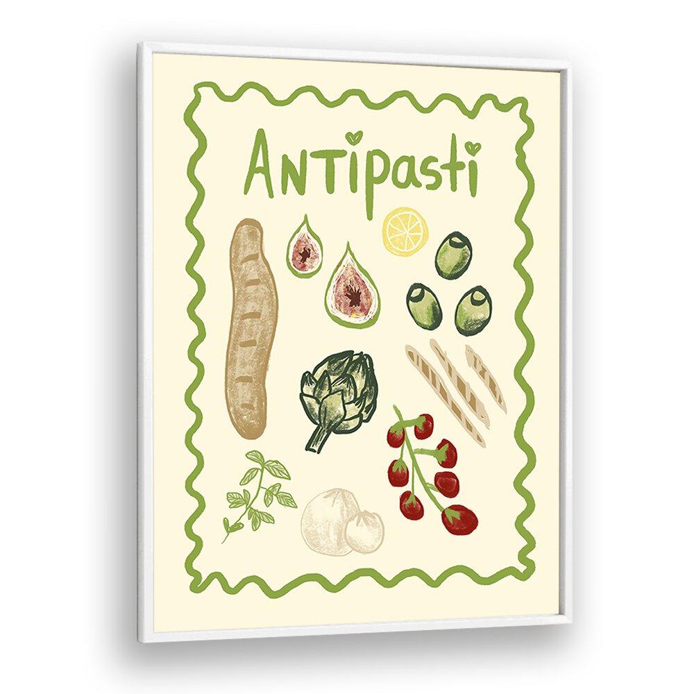 Antipasti by Studio Dolci Kitchen Art Prints in White Plain Frame