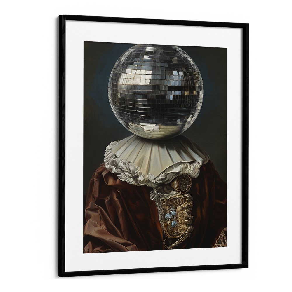 Antique Disco Ball II by the Art Concept Altered Art Prints in Black Frame With Mount