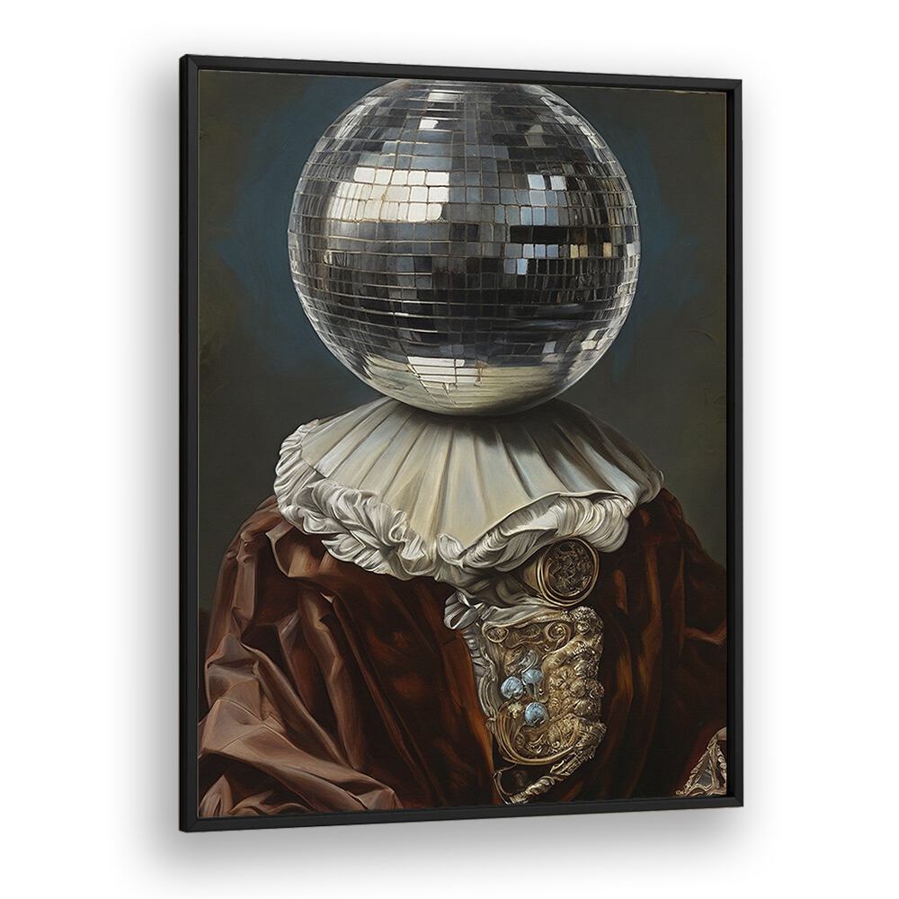 Antique Disco Ball II by the Art Concept Altered Art Prints in Black Plain Frame