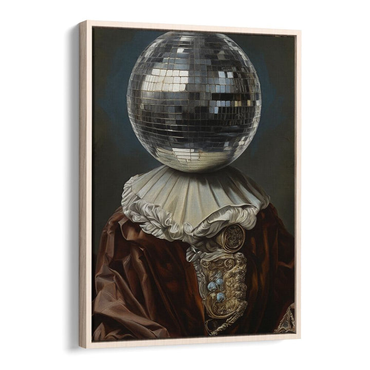 Antique Disco Ball II by the Art Concept Altered Art Prints in Oak Wood Floater Frame