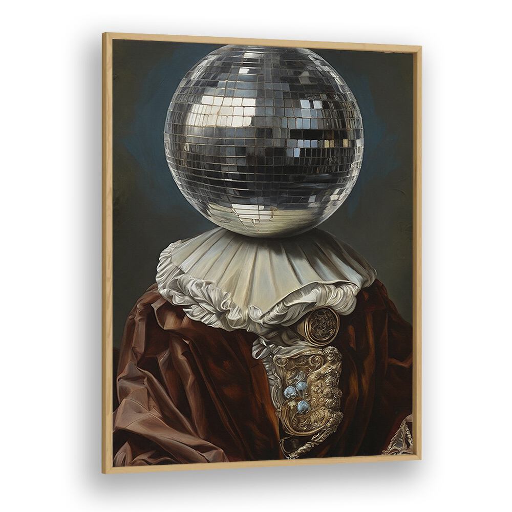 Antique Disco Ball II by the Art Concept Altered Art Prints in Oak Wood Plain Frame