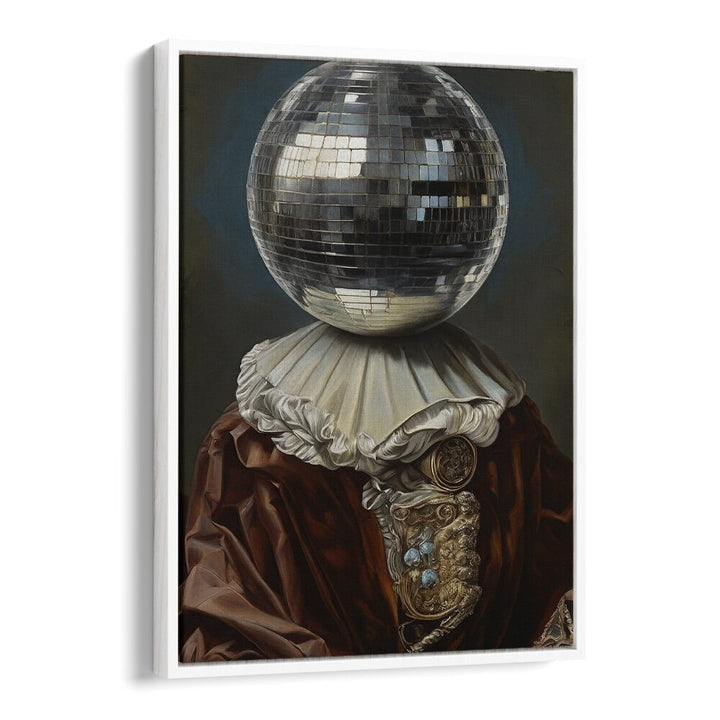 Antique Disco Ball II by the Art Concept Altered Art Prints in White Floater Frame