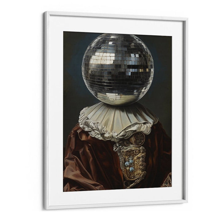 Antique Disco Ball II by the Art Concept Altered Art Prints in White Frame With Mount