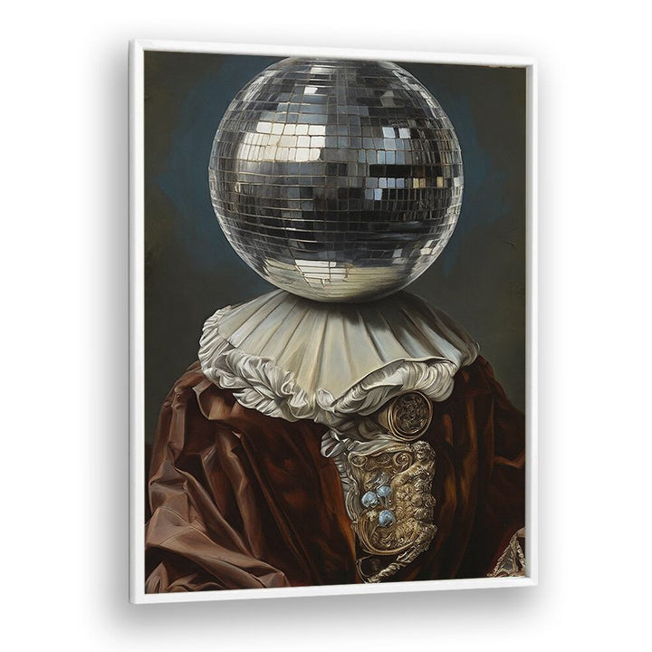 Antique Disco Ball II by the Art Concept Altered Art Prints in White Plain Frame