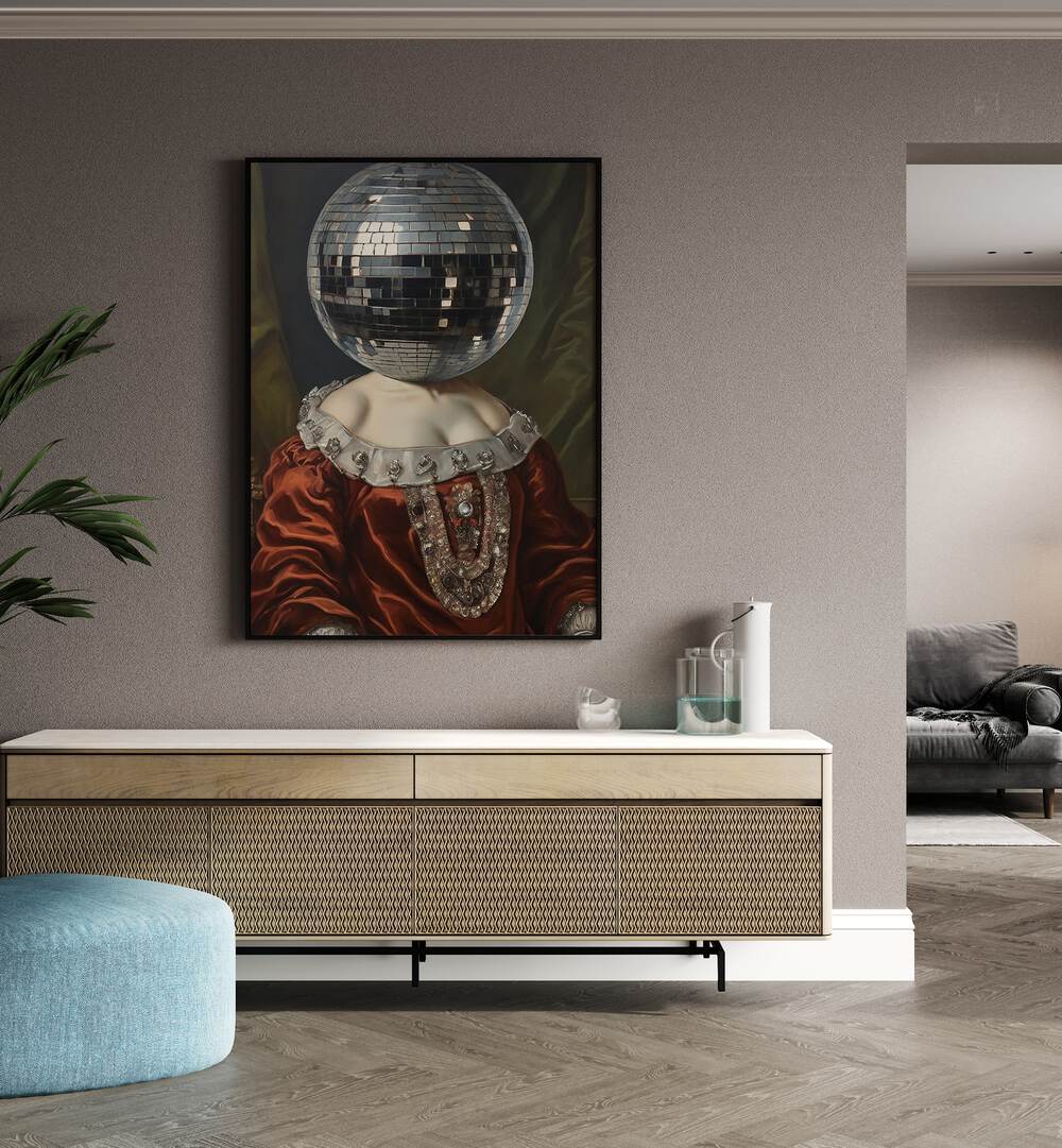 Antique Disco Ball by the Art Concept Altered Art Prints in Black Plain Frame