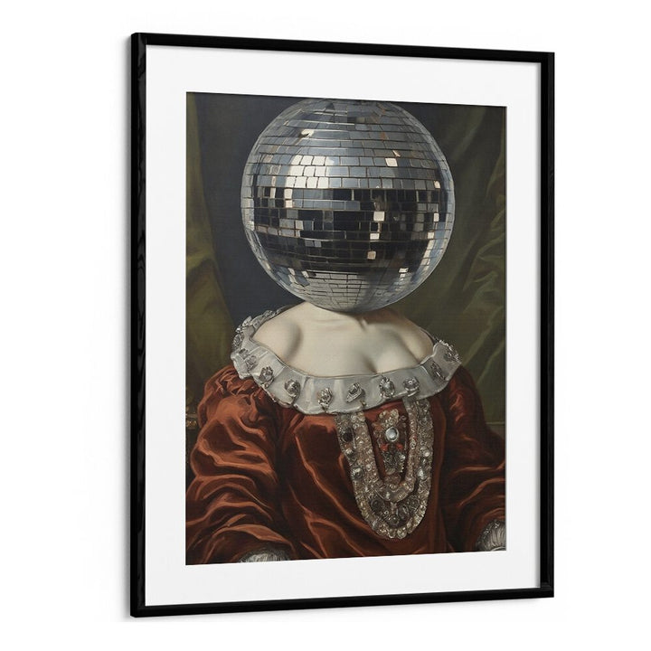 Antique Disco Ball by the Art Concept Altered Art Prints in Black Frame With Mount