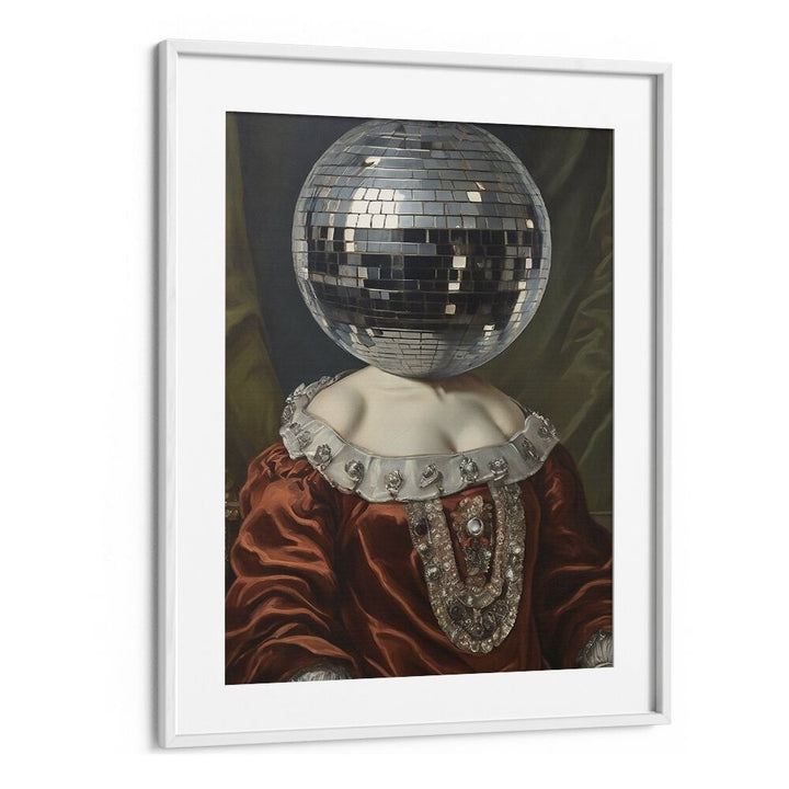 Antique Disco Ball by the Art Concept Altered Art Prints in White Frame With Mount