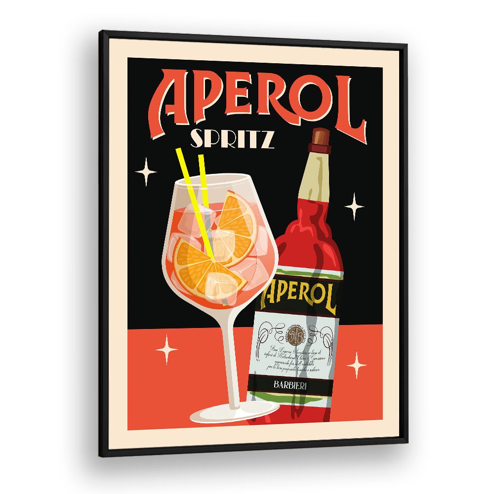 Aperol Spritz Black  Cafe Art Prints Cafe Posters in Black Plain Frame