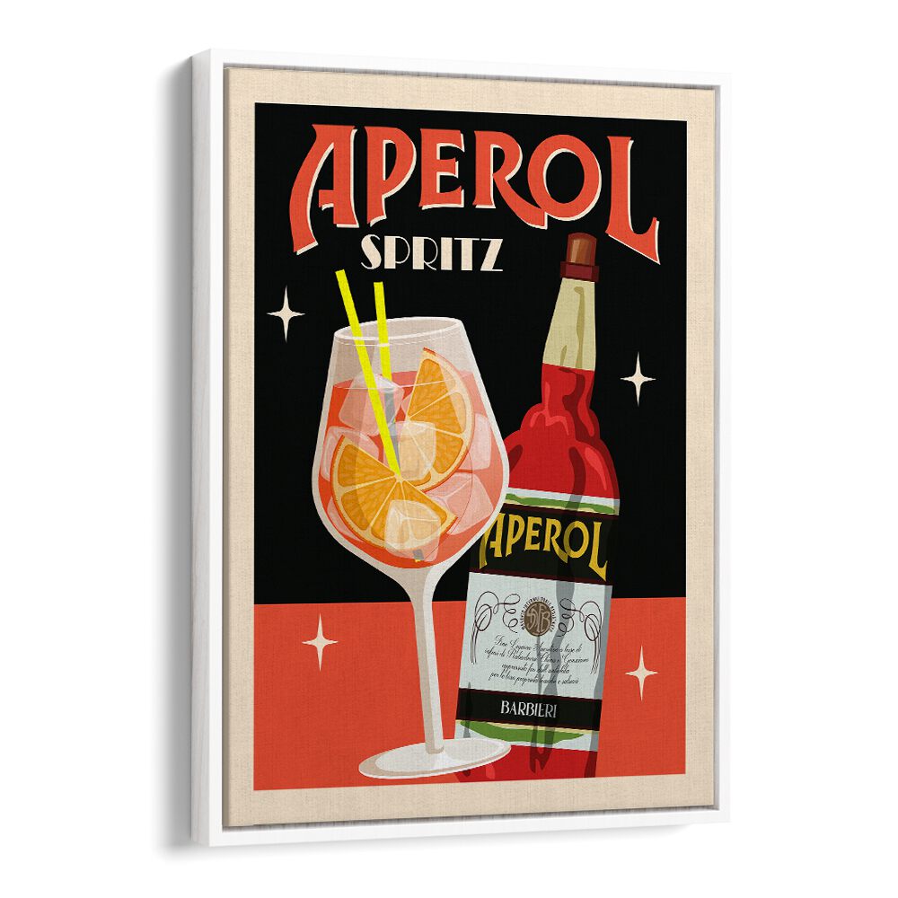 Aperol Spritz Black  Cafe Art Prints Cafe Posters in White Floater Frame