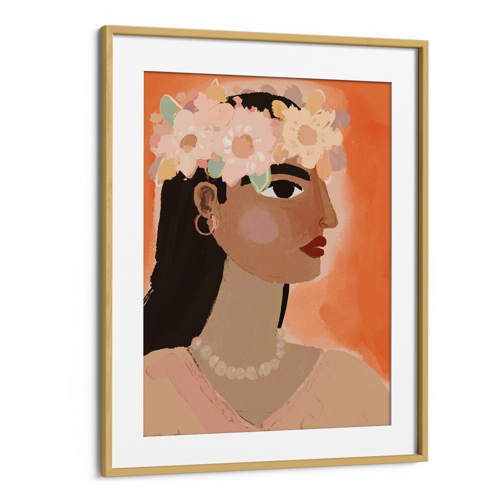 Aphrodite by Treechild Women Illustrations Paintings in Oak Wood Frame With Mount