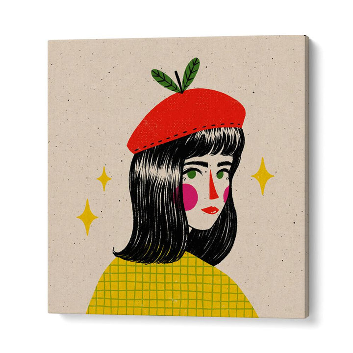 Apple Beret By Julia Leister Women Illustration Paintings in Gallery Wrap