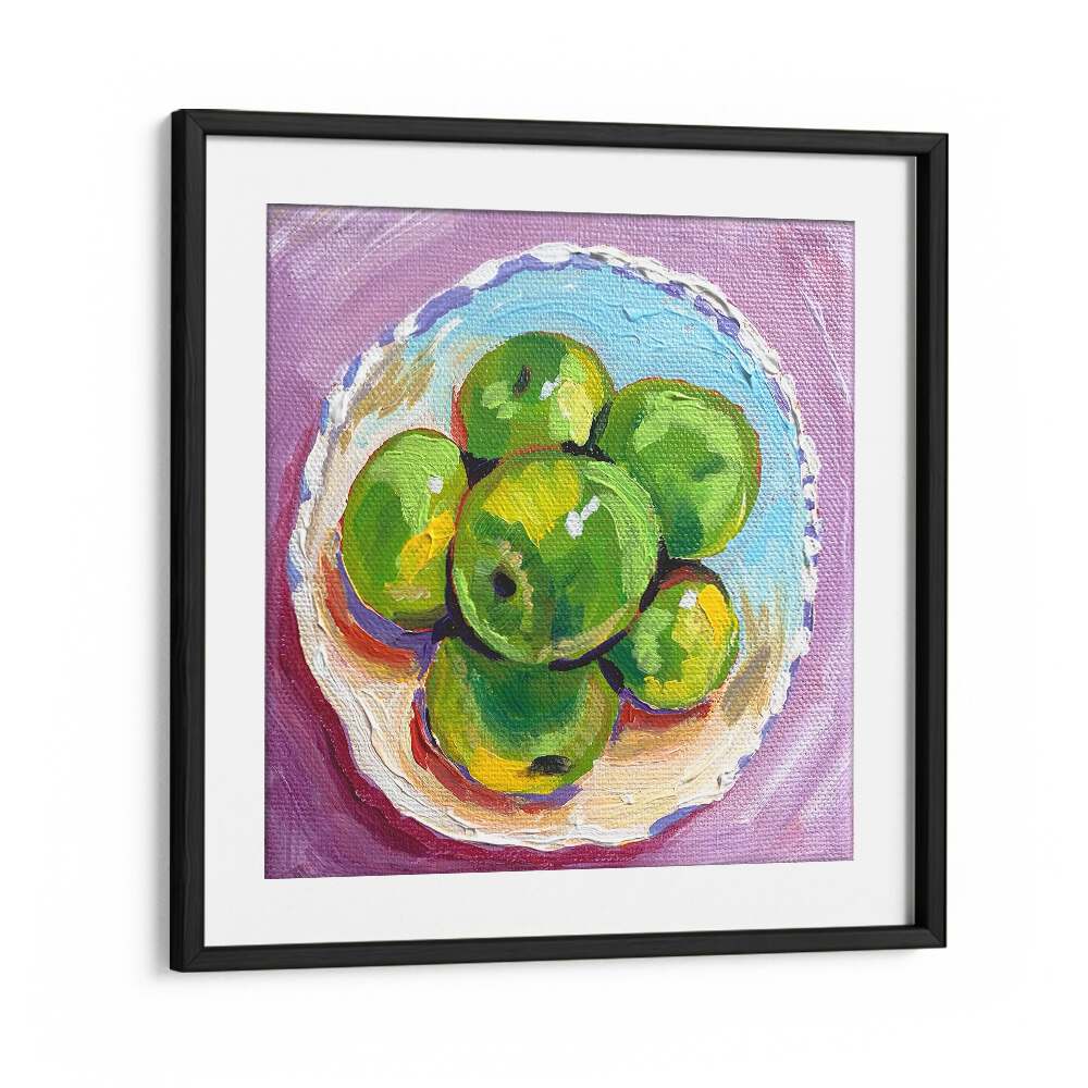 Apples By Key And Sea Creative Bar and Cafe Artwork in Black Frame With Mount