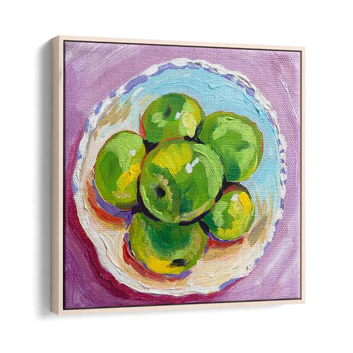 Apples By Key And Sea Creative Bar and Cafe Artwork in Oak Wood Floater Frame