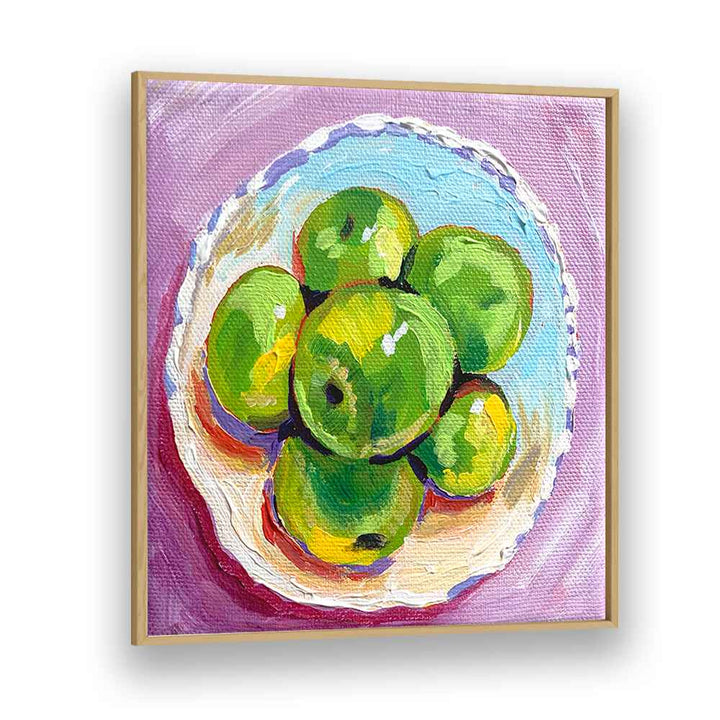 Apples By Key And Sea Creative Bar and Cafe Artwork in Oak Wood Plain Frame