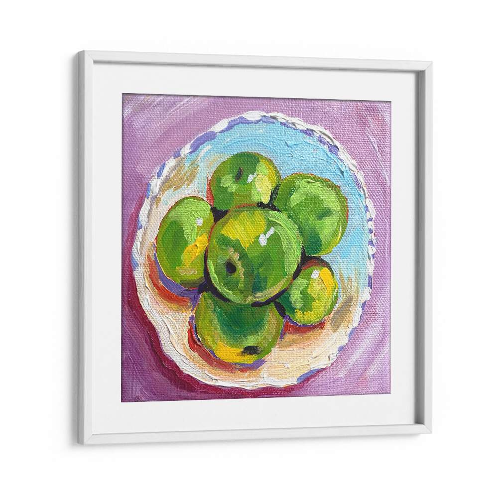 Apples By Key And Sea Creative Bar and Cafe Artwork in White Frame With Mount