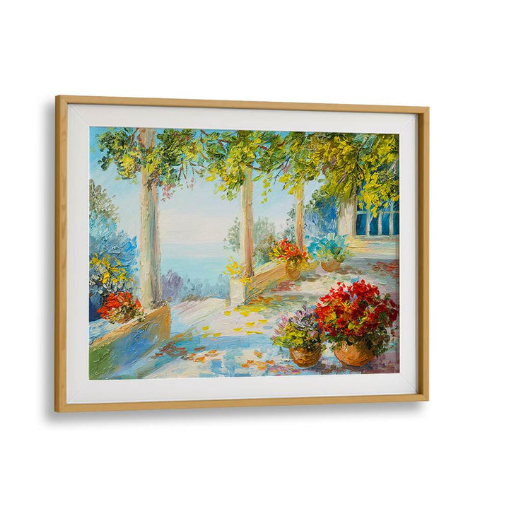 Architectural Reverie Vintage European Paintings in Oak Wood Frame With Mount