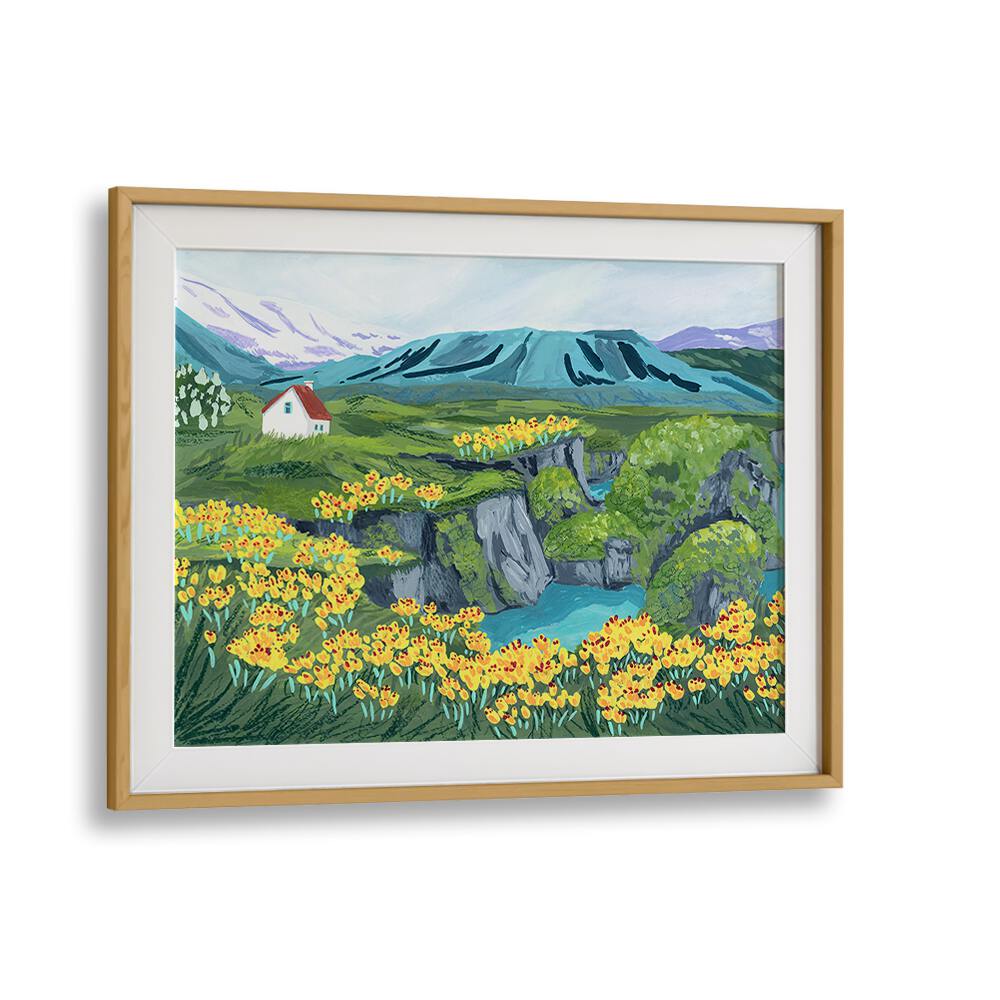 Arnarstapi By Sarah Gesek Landscape Art Prints in Oak Wood Frame With Mount