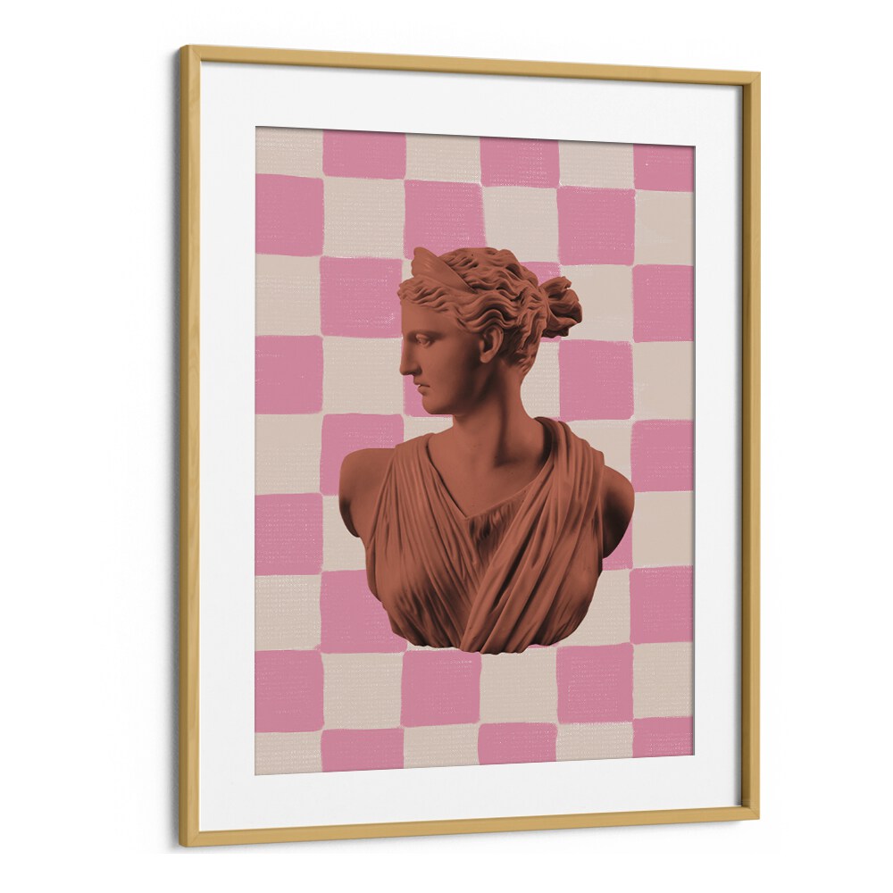 Artemis Checks By Grace Digital Art Co Altered Art Prints in Oak Wood Frame With Mount