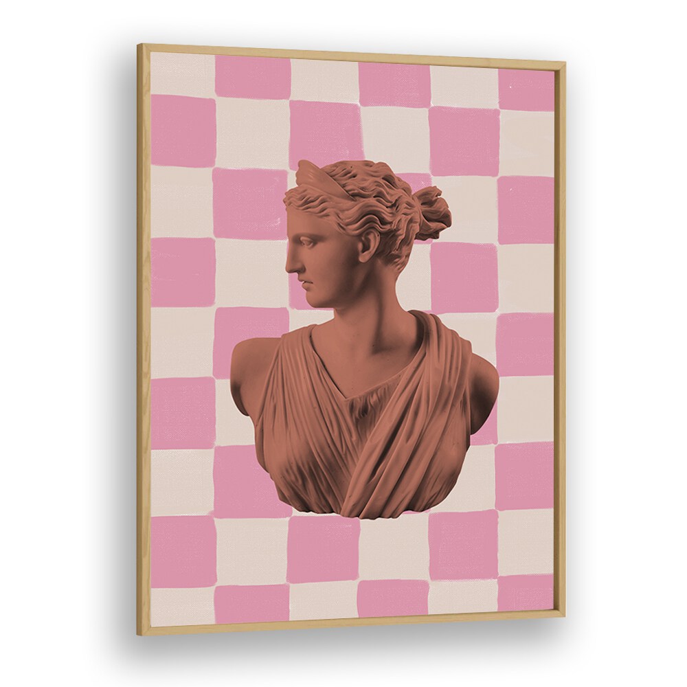 Artemis Checks By Grace Digital Art Co Altered Art Prints in Oak Wood Plain Frame