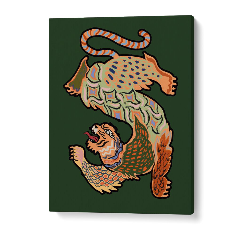 Asian Tiger Green By Arty Guava Wall Art Prints in Gallery Wrap