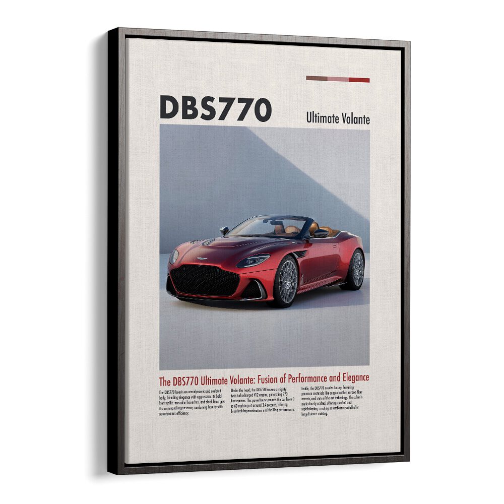 Aston Martin DBS 770 Car Posters Automotive Wall Art Prints in Black Floater Frame