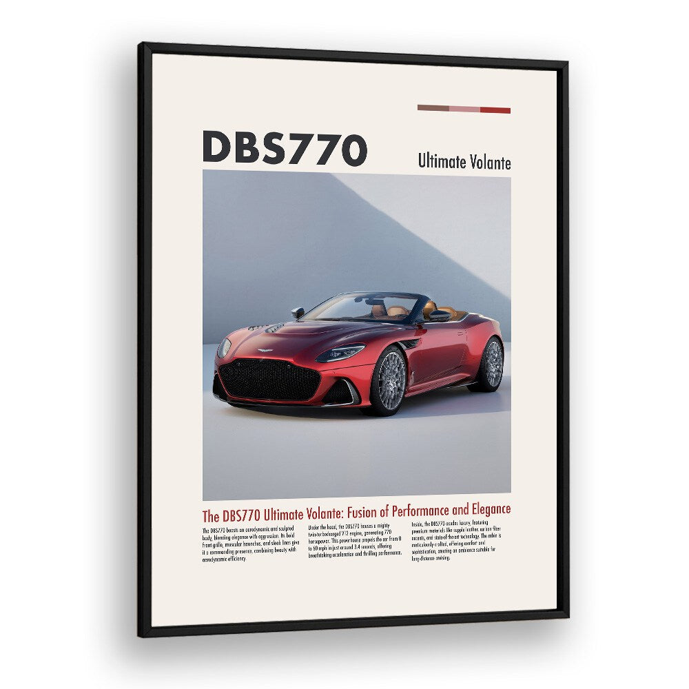 Aston Martin DBS 770 Car Posters Automotive Wall Art Prints in Black Plain Frame