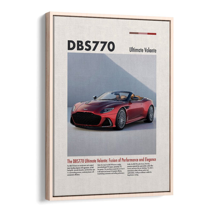 Aston Martin DBS 770 Car Posters Automotive Wall Art Prints in Oak Wood Floater Frame