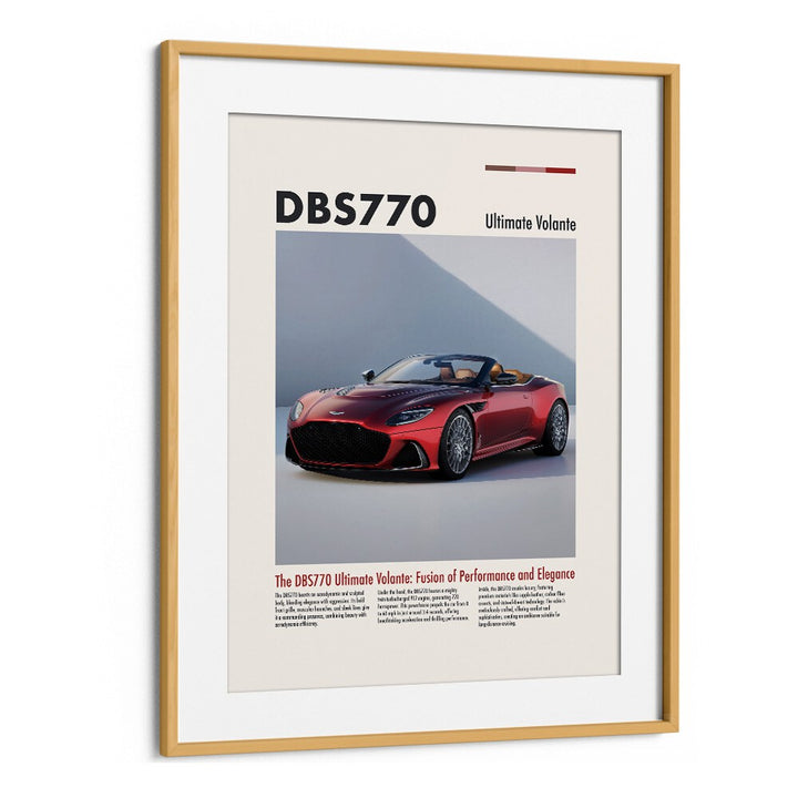 Aston Martin DBS 770 Car Posters Automotive Wall Art Prints in Oak Wood Frame With Mount