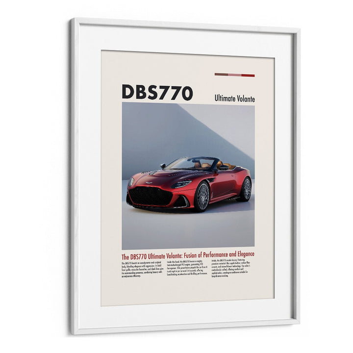 Aston Martin DBS 770 Car Posters Automotive Wall Art Prints in White Frame With Mount