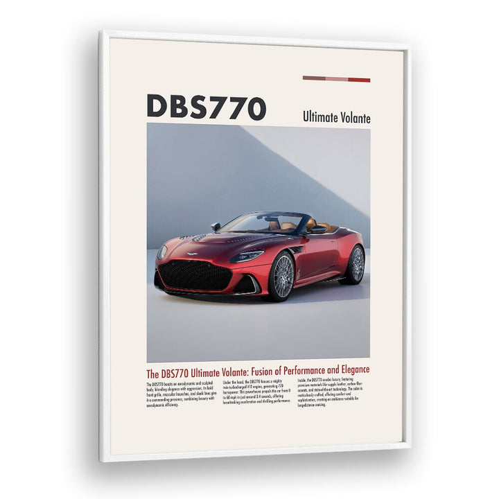 Aston Martin DBS 770 Car Posters Automotive Wall Art Prints in White Plain Frame