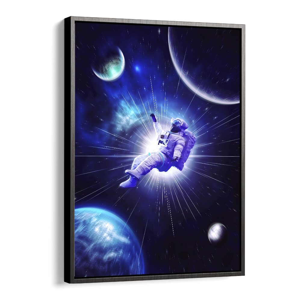 Astro Travel by Ritvik Takkar Surrealism in Black Floater Frame