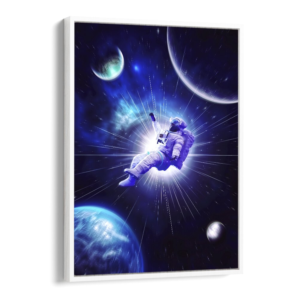 Astro Travel by Ritvik Takkar Surrealism in White Floater Frame