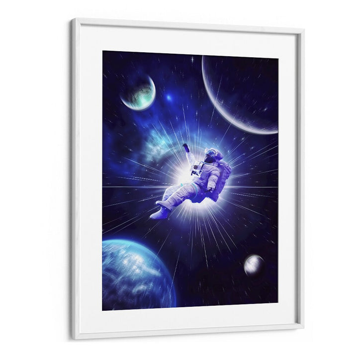 Astro Travel by Ritvik Takkar Surrealism in White Frame With Mount