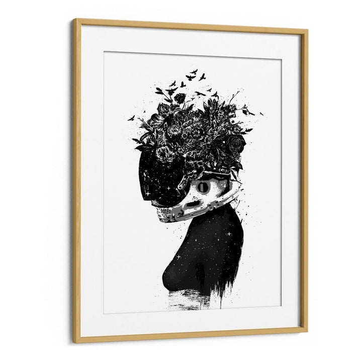 Astronaut Girl By Balazs Solti Art Prints in Oak Wood Frame With Mount