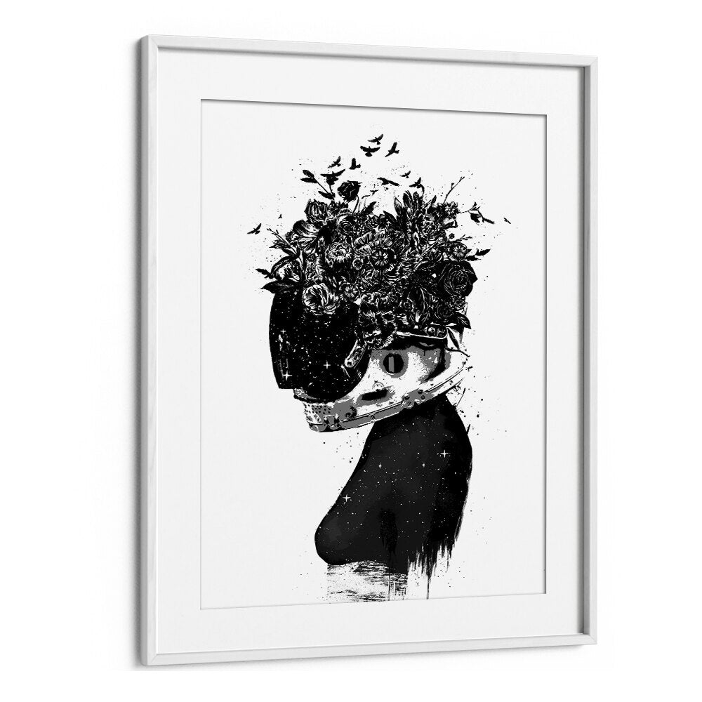 Astronaut Girl By Balazs Solti Art Prints in White Frame With Mount