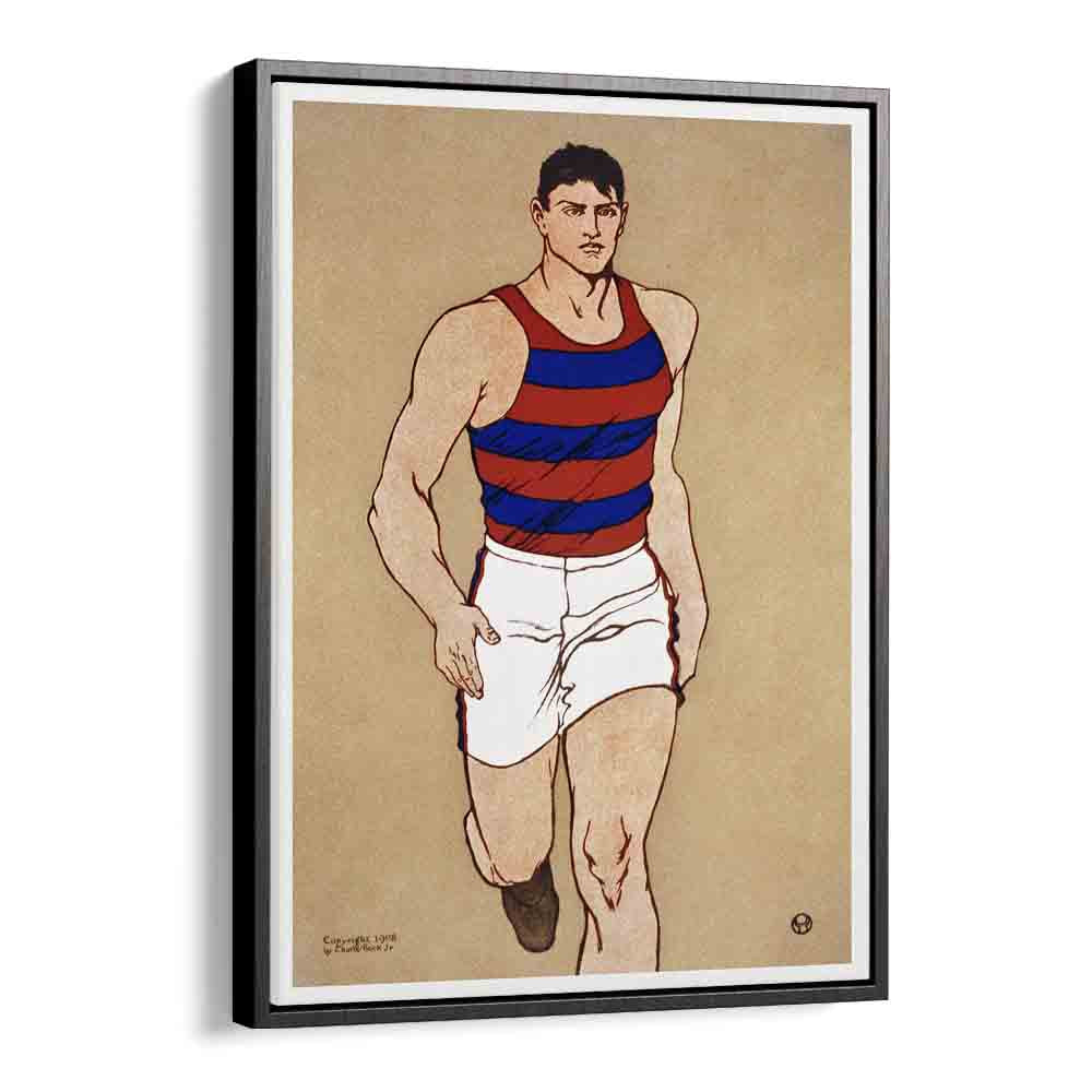 Athlete Ca. 1908 Vintage Paintings in Black Floater Frame