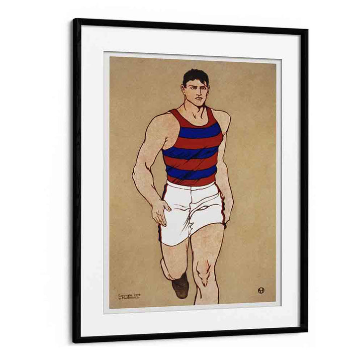 Athlete Ca. 1908 Vintage Paintings in Black Frame With Mount