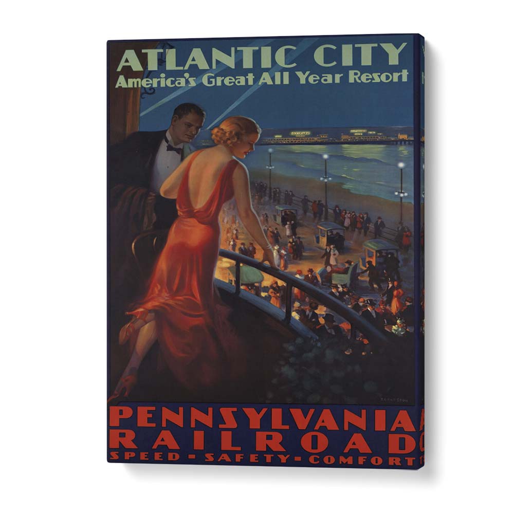 Atlantic City  Retro Travel Posters in Gallery Wrap