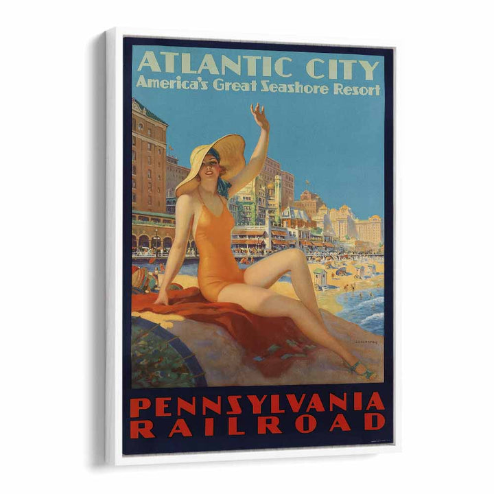 Atlantic City-pennsylvania Railroad  Retro Travel Posters in White Floater Frame